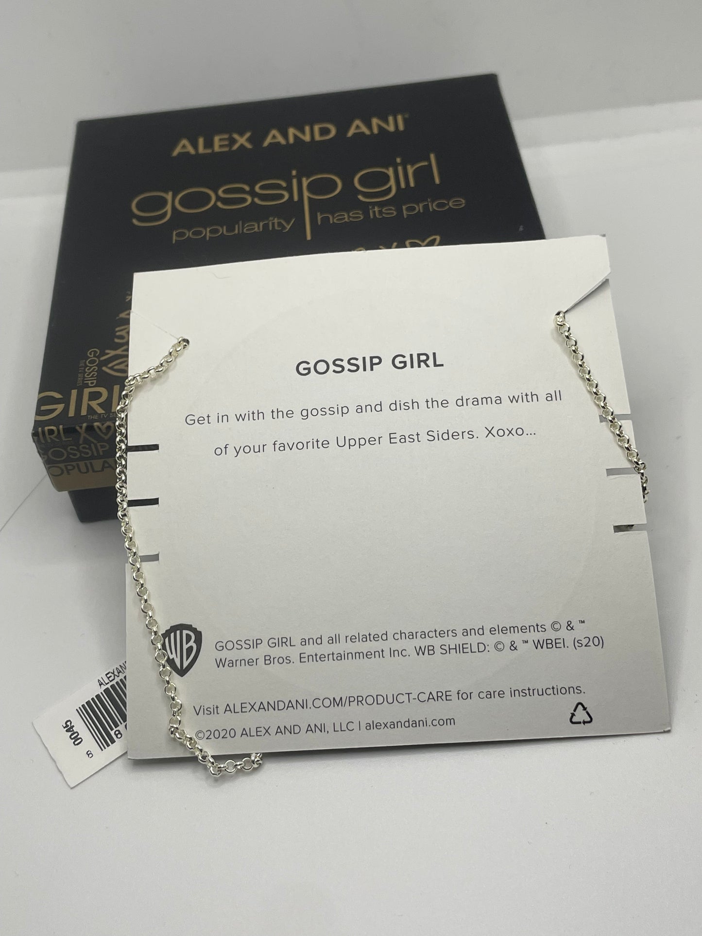 Alex and Ani Gossip Girl XOXO Silver Necklace 19” Adjustable NWT