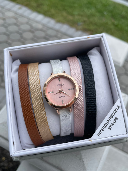 Studio Time Multiple Interchangeable Strap Watch