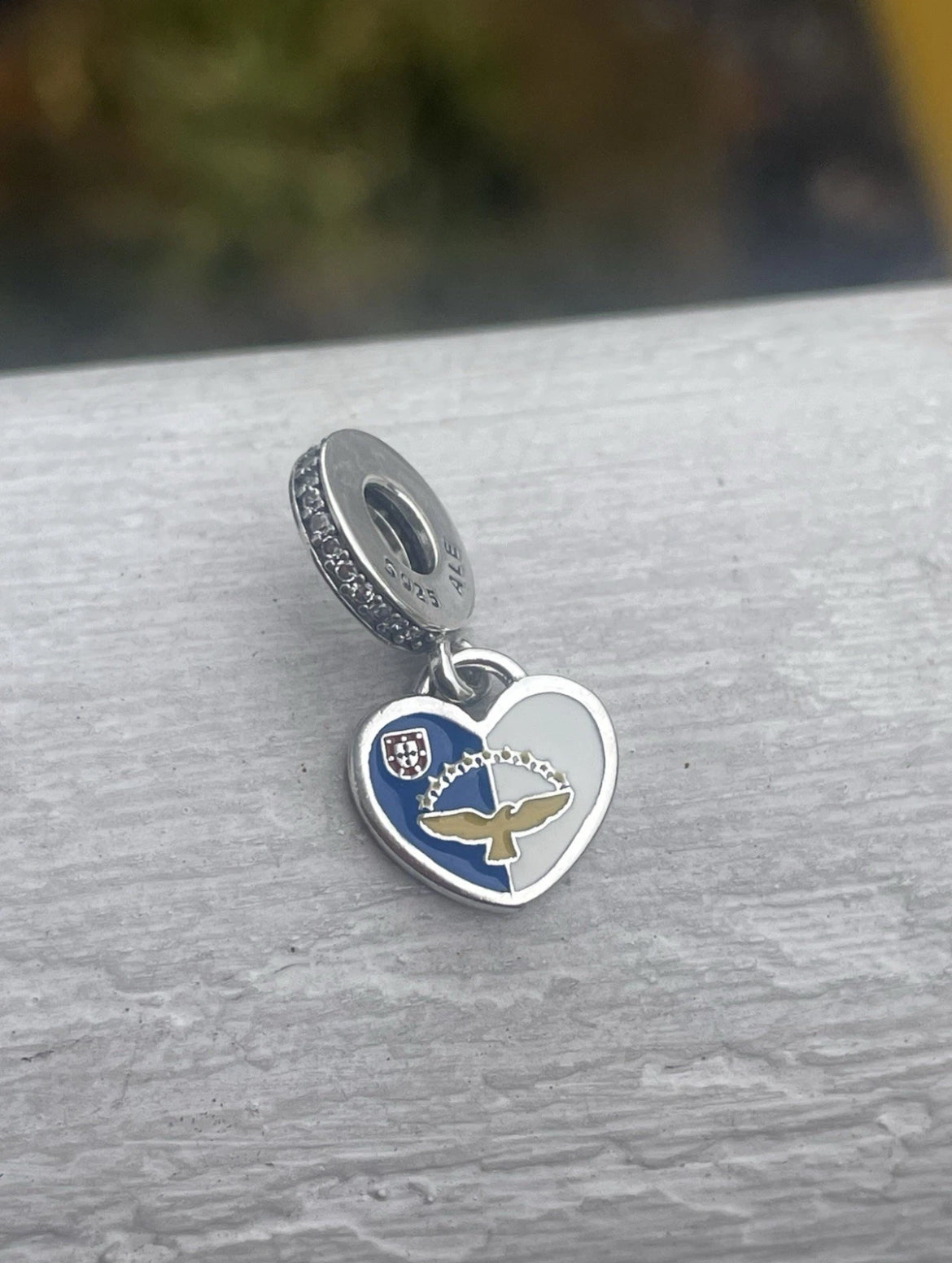Pandora Azores Islands Exclusive Country Flag Colors Heart Dangle Charm