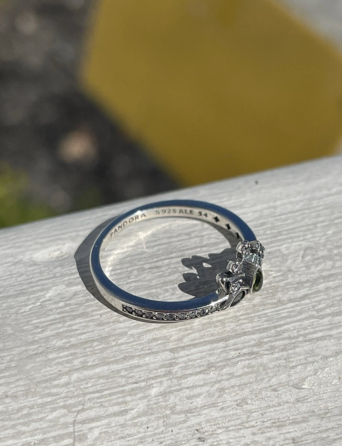Pandora Disney Princess Green Crystal Tiana Tiara Size 7 Ring - 193653C01