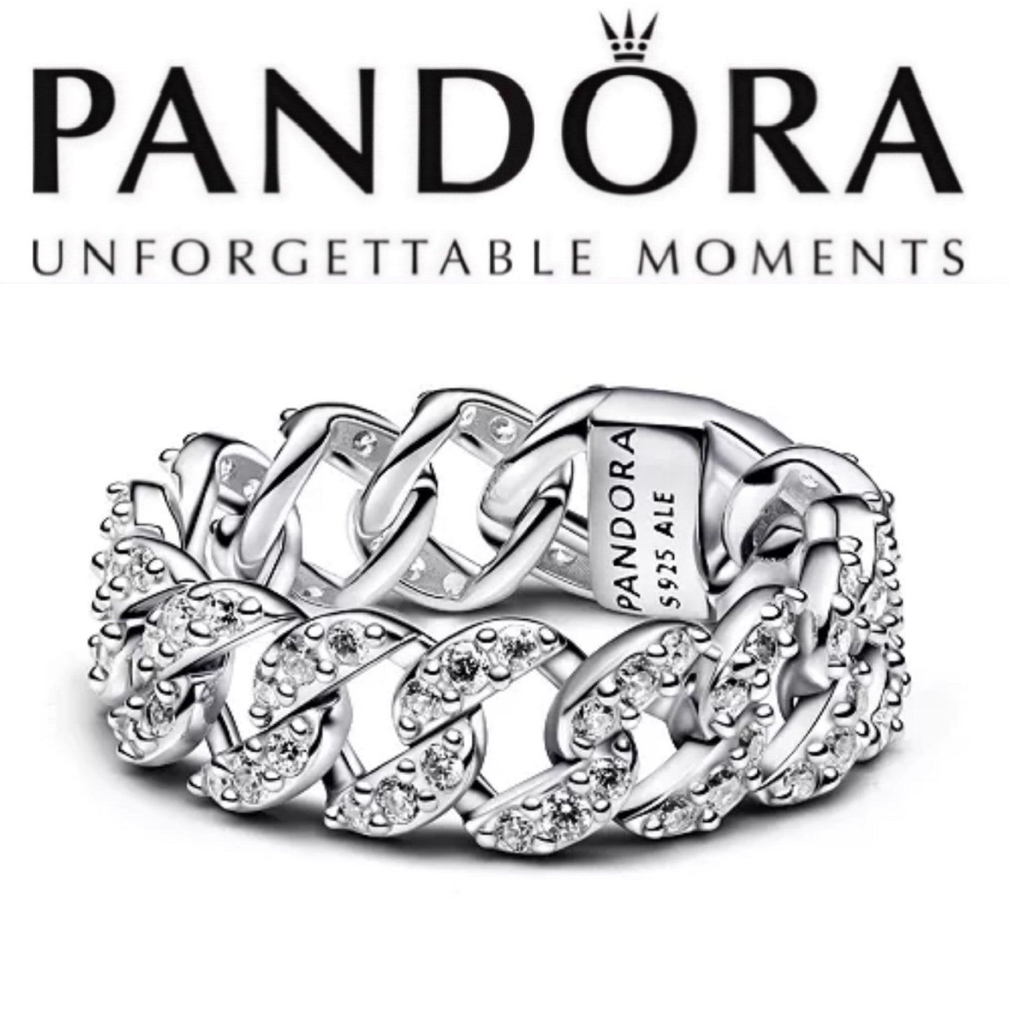 Pandora Sparkling Cuban Link Ring