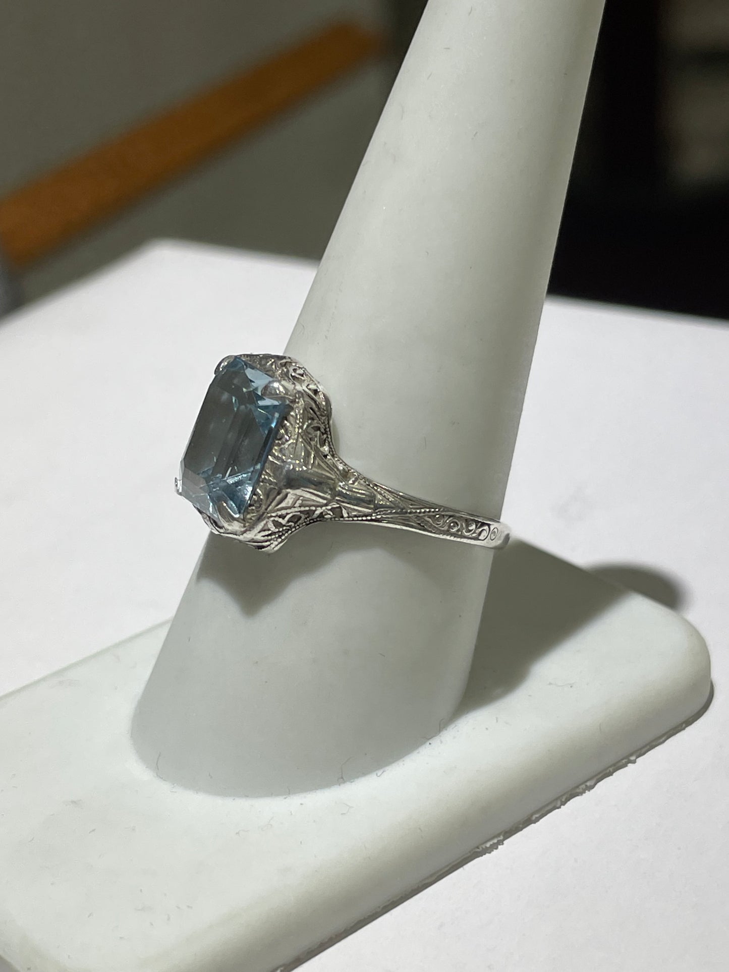 Antique Sterling Silver Sky Blue Topaz Ring Size 9.5