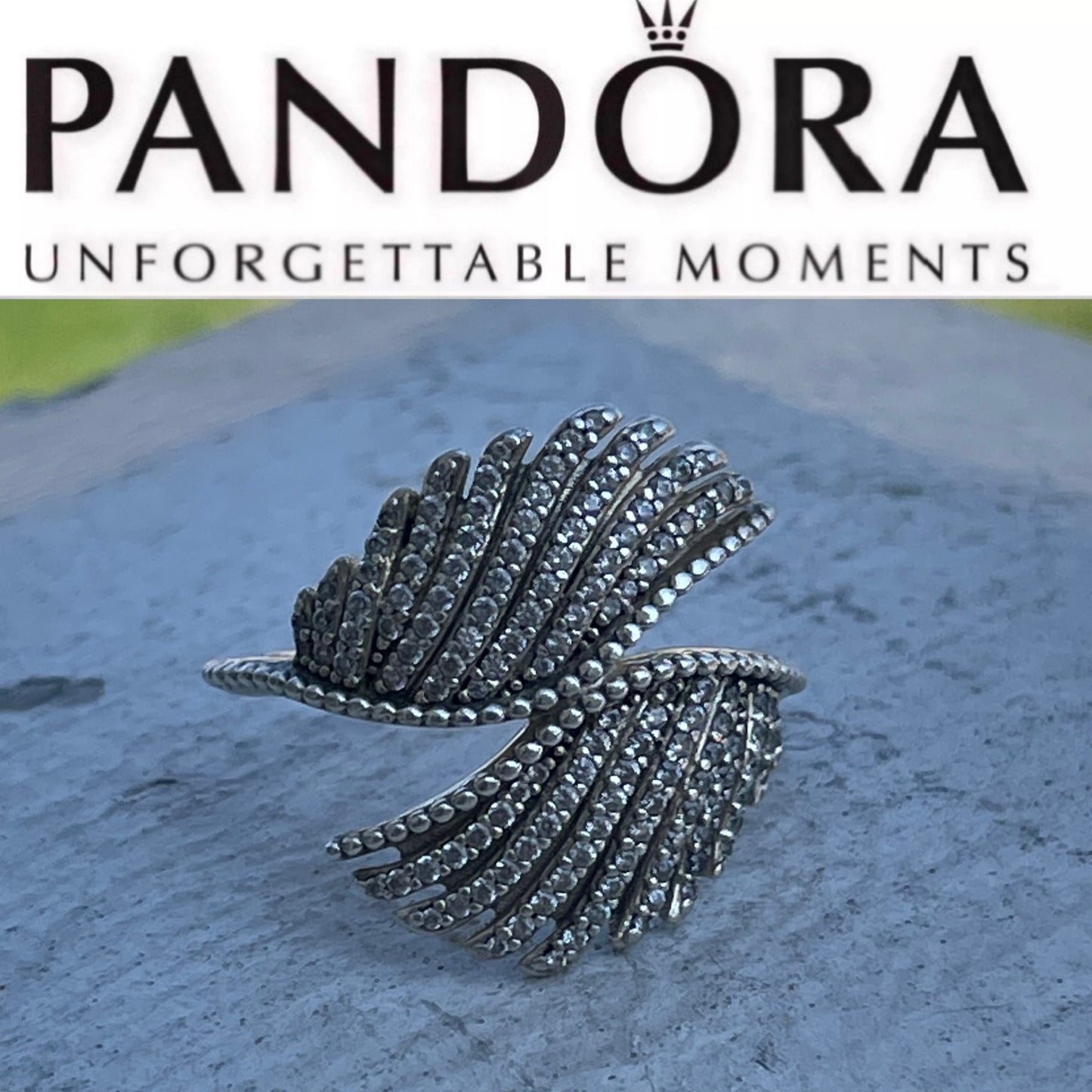 Retired Pandora Majestic Feathers Ring Size 9