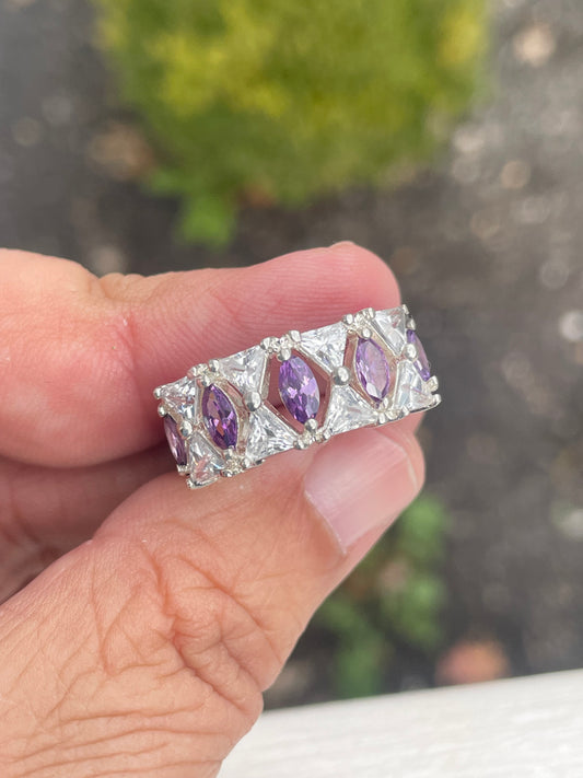 Designer DBJ Dee Berkeley Jewelry Amethyst & Cz Band Ring Size 9