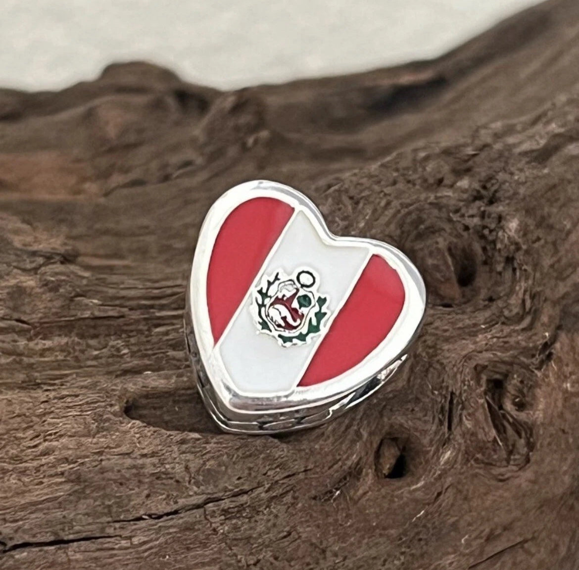 Pandora Peru Country Exclusive Heart Flag Travel Charm