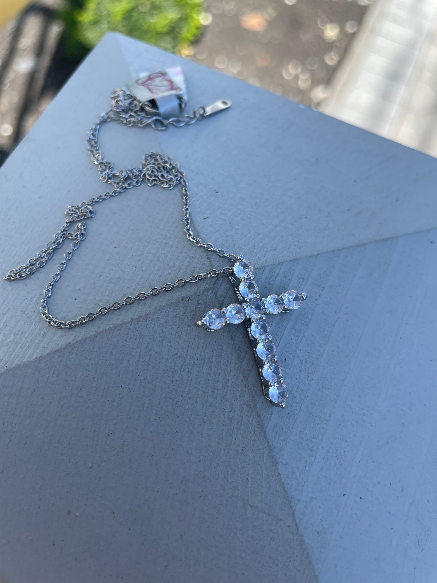 Stainless steel Cz Cross Necklace