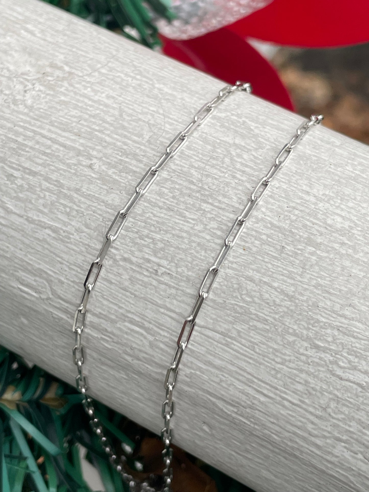 Sterling Silver Paperclip Link Adjustable Chain Up to 30” Long