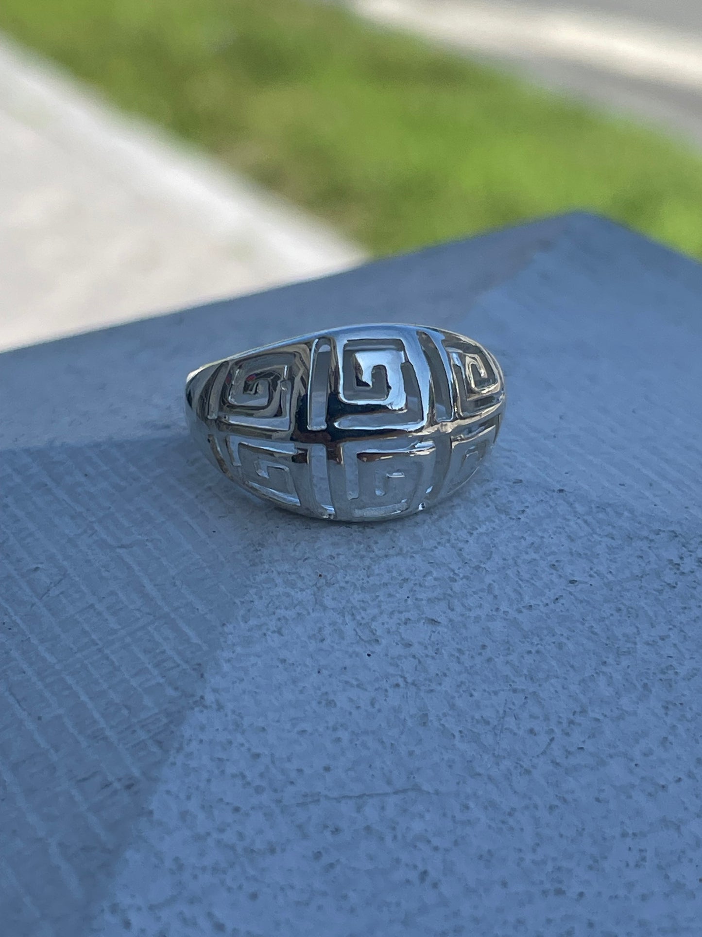 925 Sterling Silver Designer RJ Graziano Greek Key Dome Ring Size 6