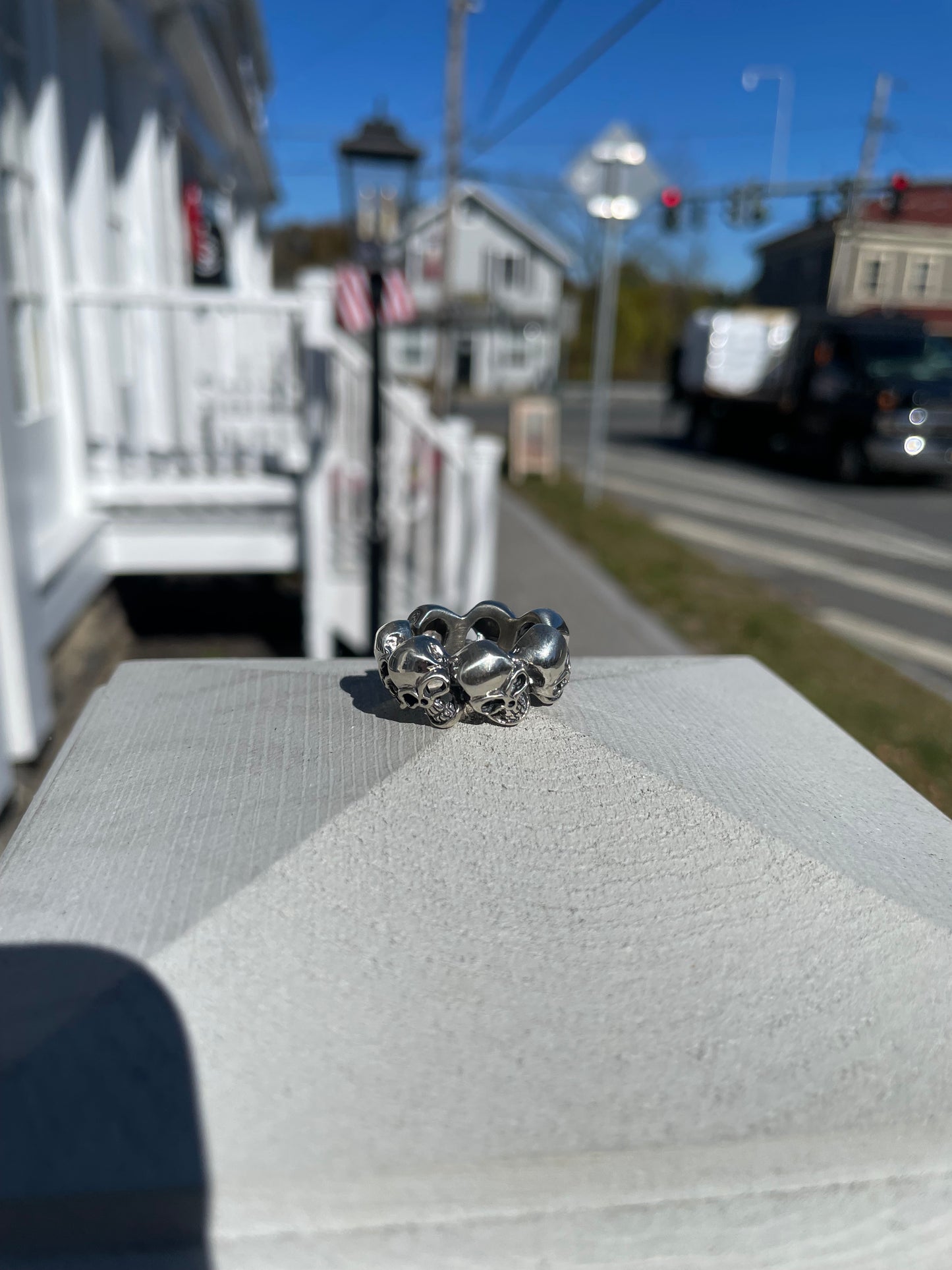 925 Sterling Silver Heavy Skull Band Ring Sz 6