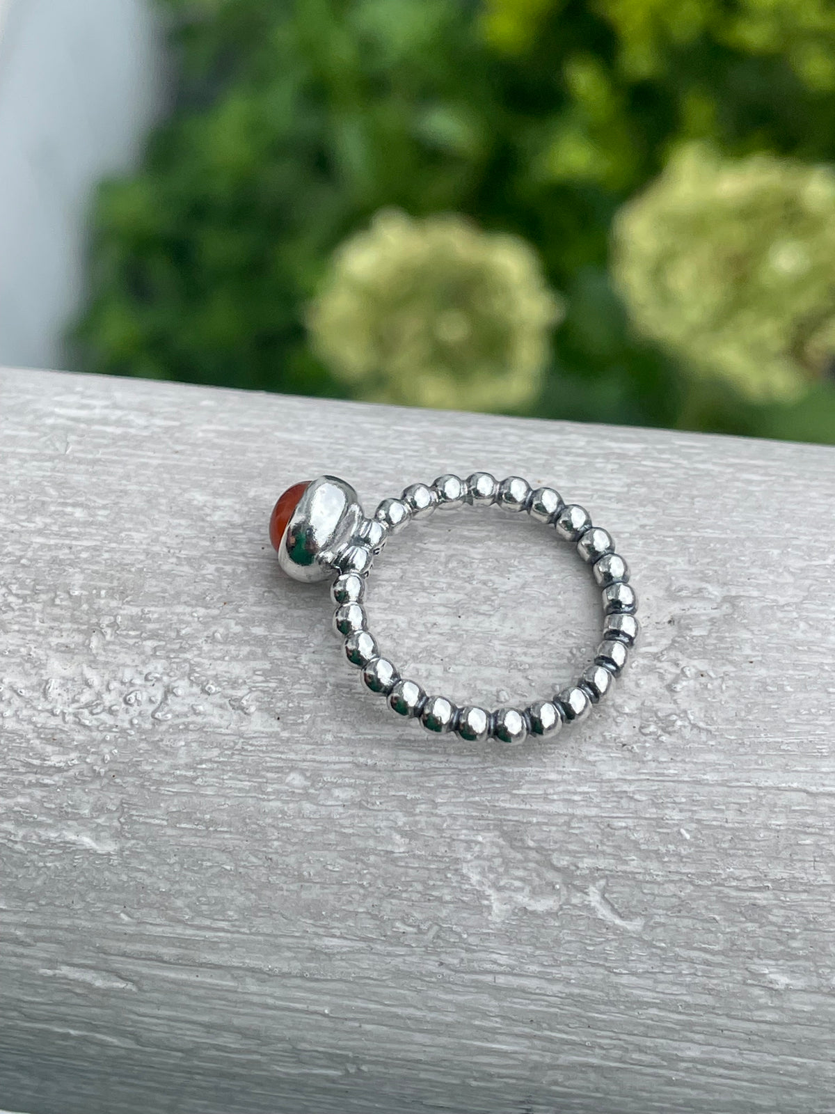 Retired Pandora Beaded Carnelian Stack Ring Size 5.5