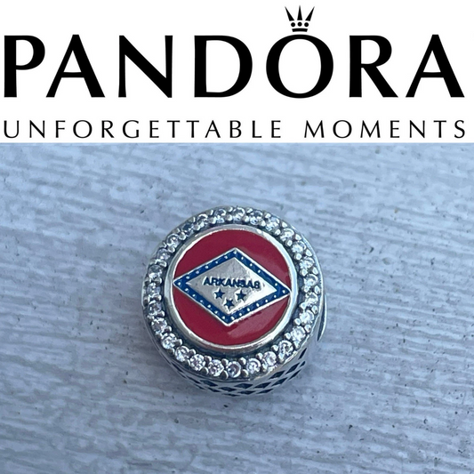 Pandora State Of Arkansas Exclusive Round Signet Flag Charm