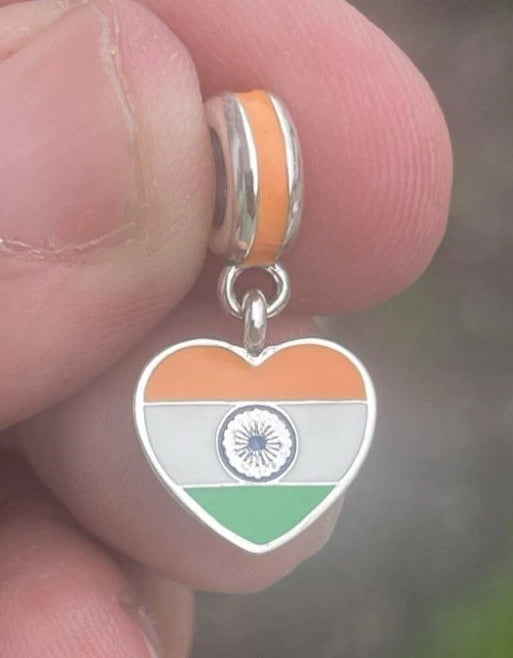 Pandora India Flag Country Exclusive Dangle Heart Charm