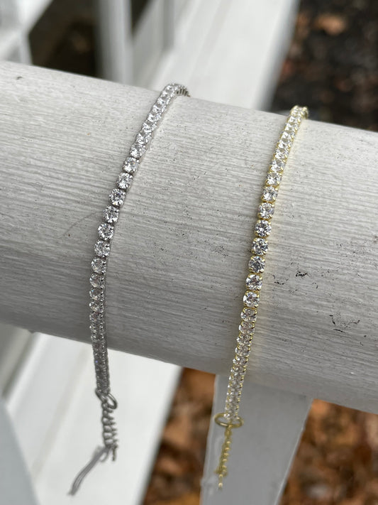 925 Sterling Silver Vermeil Zirconia Tennis Bracelet with Extension
