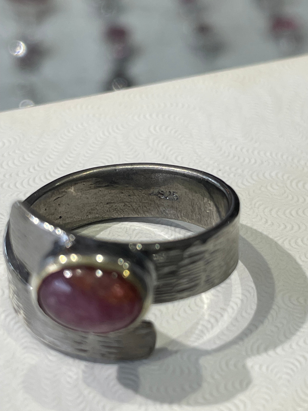 925 Oxidized Sterling Silver Natural Ruby Wrap Around Ring Open Size