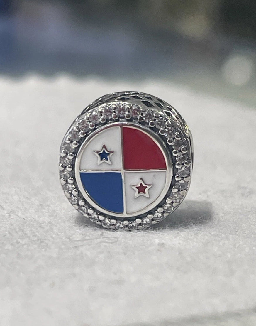 Pandora Panama Flag Country Exclusive Round Signet Travel Charm