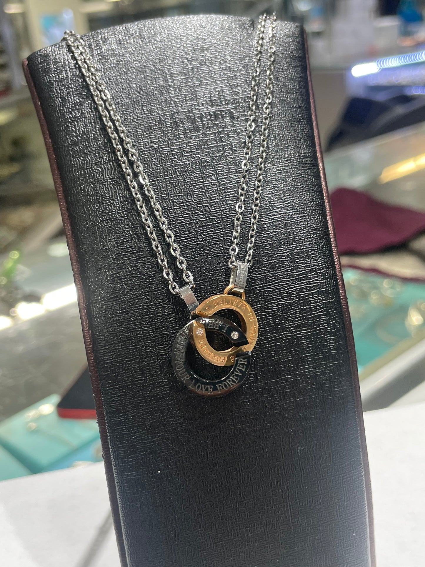 Stainless Steel I believe in your love forever Tri Color Splittable Necklace