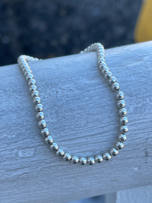 925 Sterling Silver Stretchy Beaded Bracelet - One Size