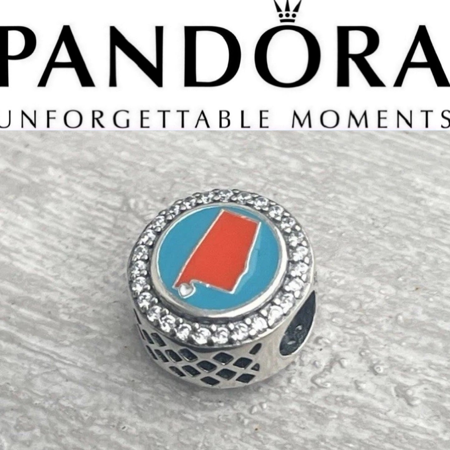 Pandora Orange Lake Alabama State Exclusive Round Signet Travel Destination Vacation Charm