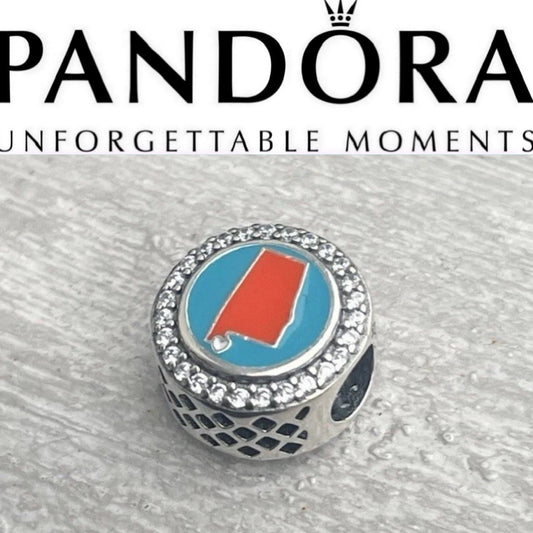 Pandora Orange Lake Alabama State Exclusive Round Signet Travel Destination Vacation Charm