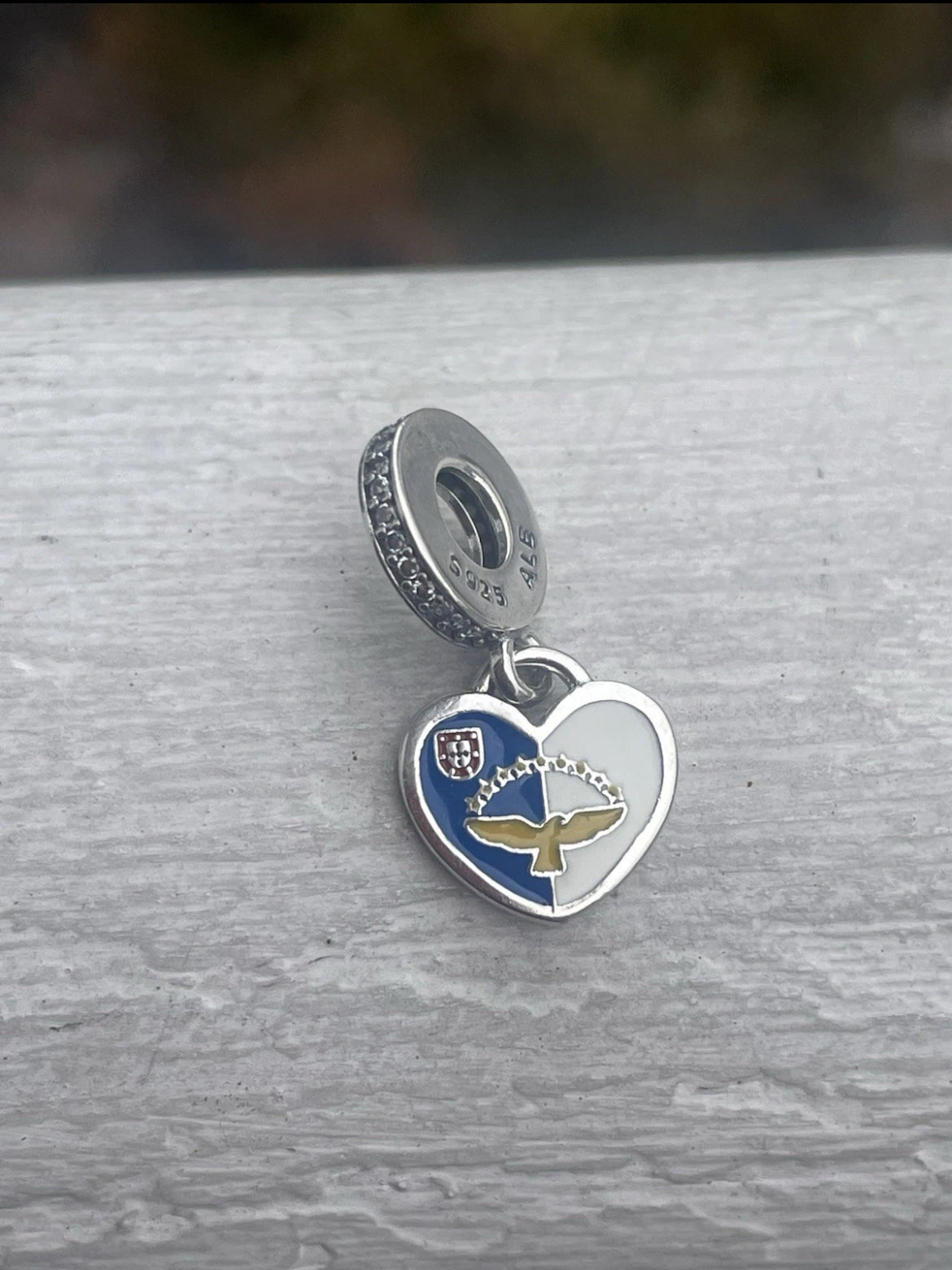 Pandora Azores Islands Exclusive Country Flag Colors Heart Dangle Charm