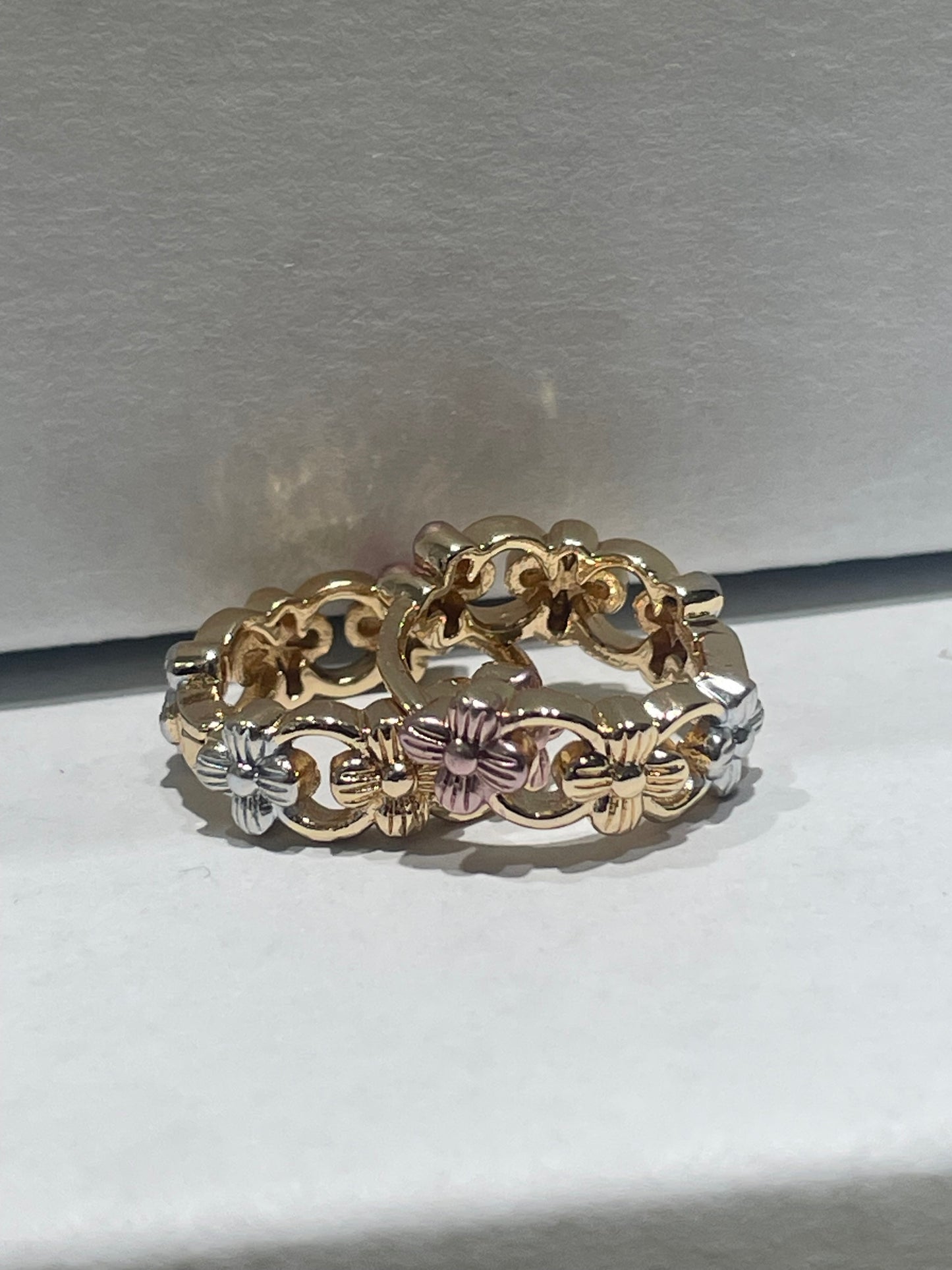 Tri-Color Gold Plated Lei Flower Hoop Earrings