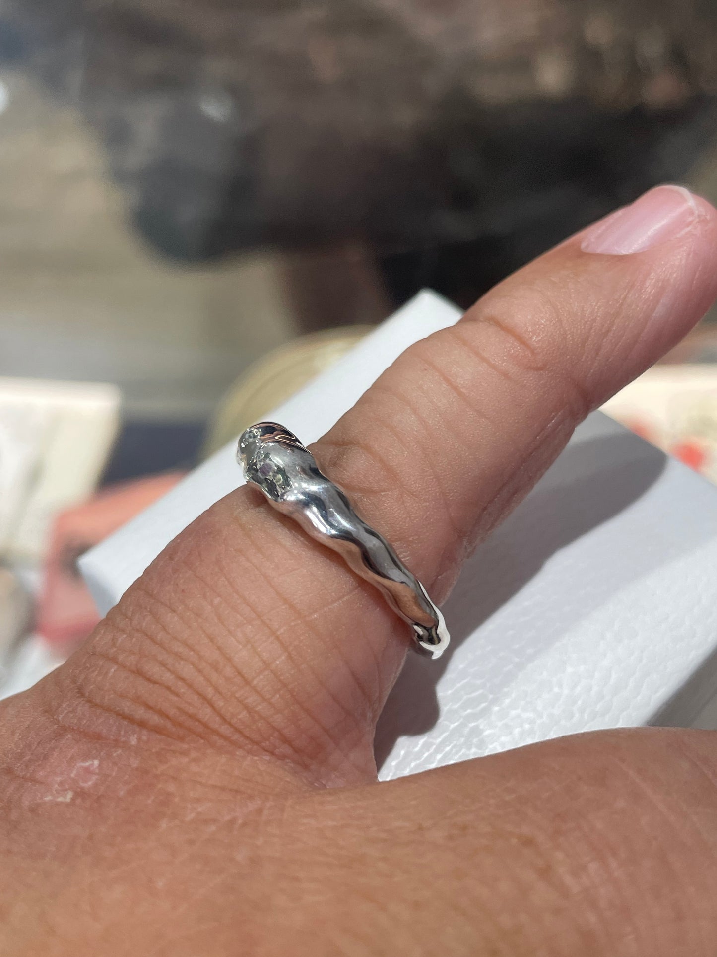 Rare Retired Pandora Liquid Silver Ripples Ring Size 6