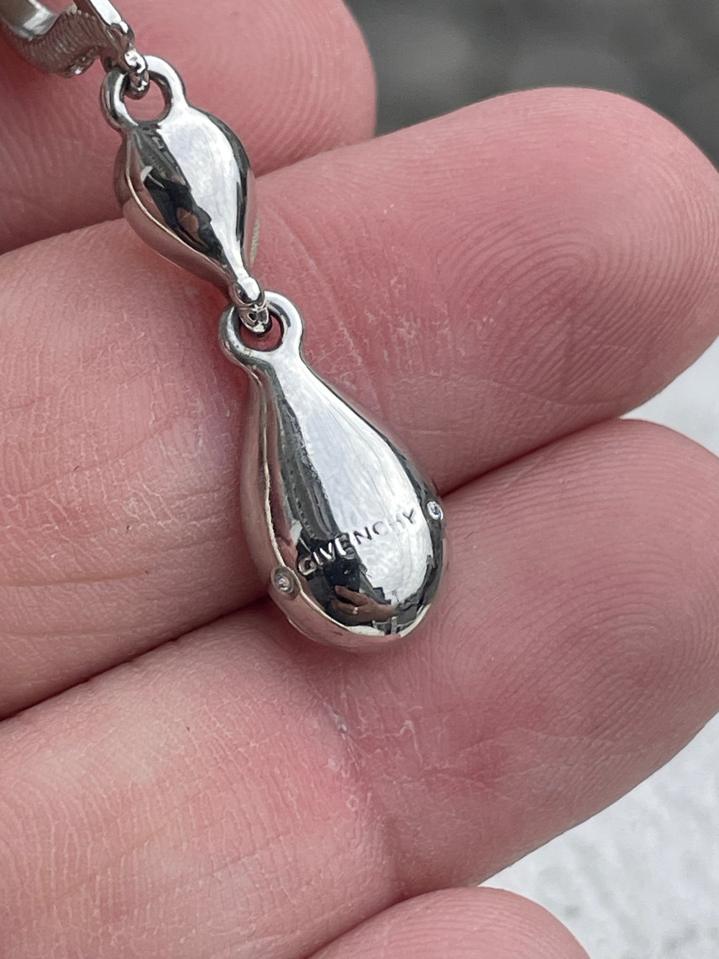 Designer Givenchy Silvertone Clear Crystal Dangle Earrings
