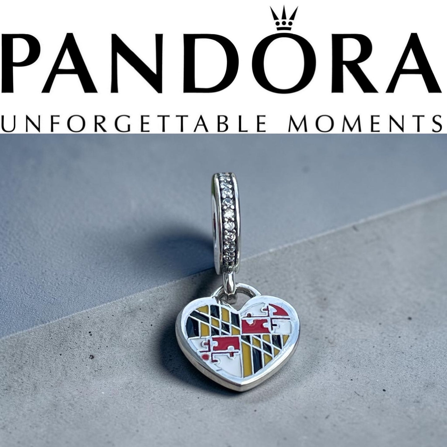 Pandora Maryland State Flag Exclusive The Dena Heart Dangle Travel Destination Charm
