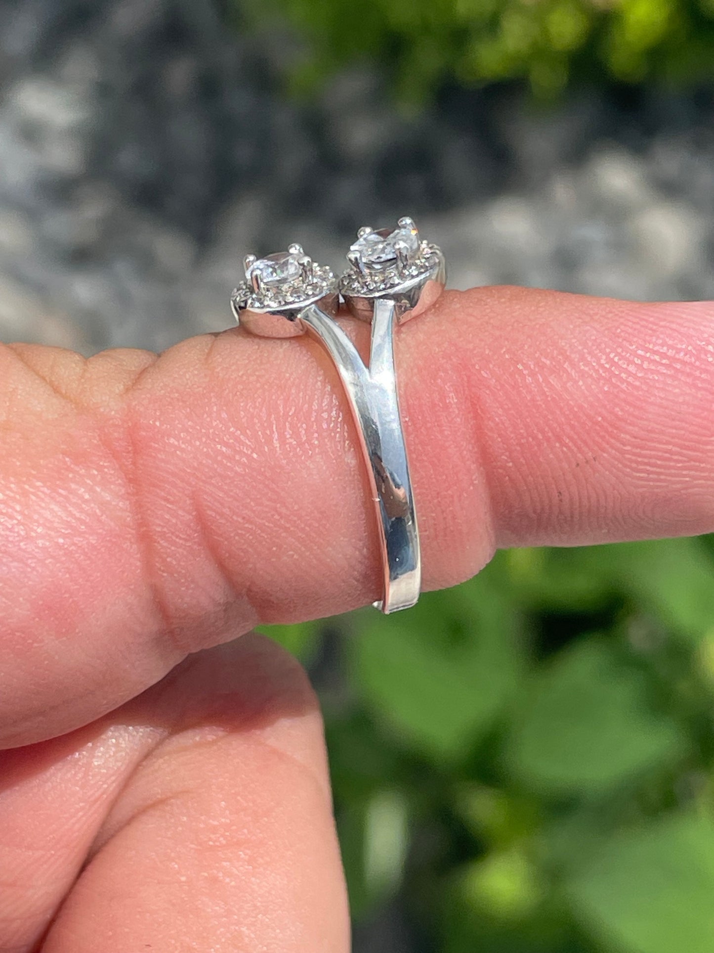 925 Sterling Silver Elevated Elegance Open Size Triple Stone Ring Size 7