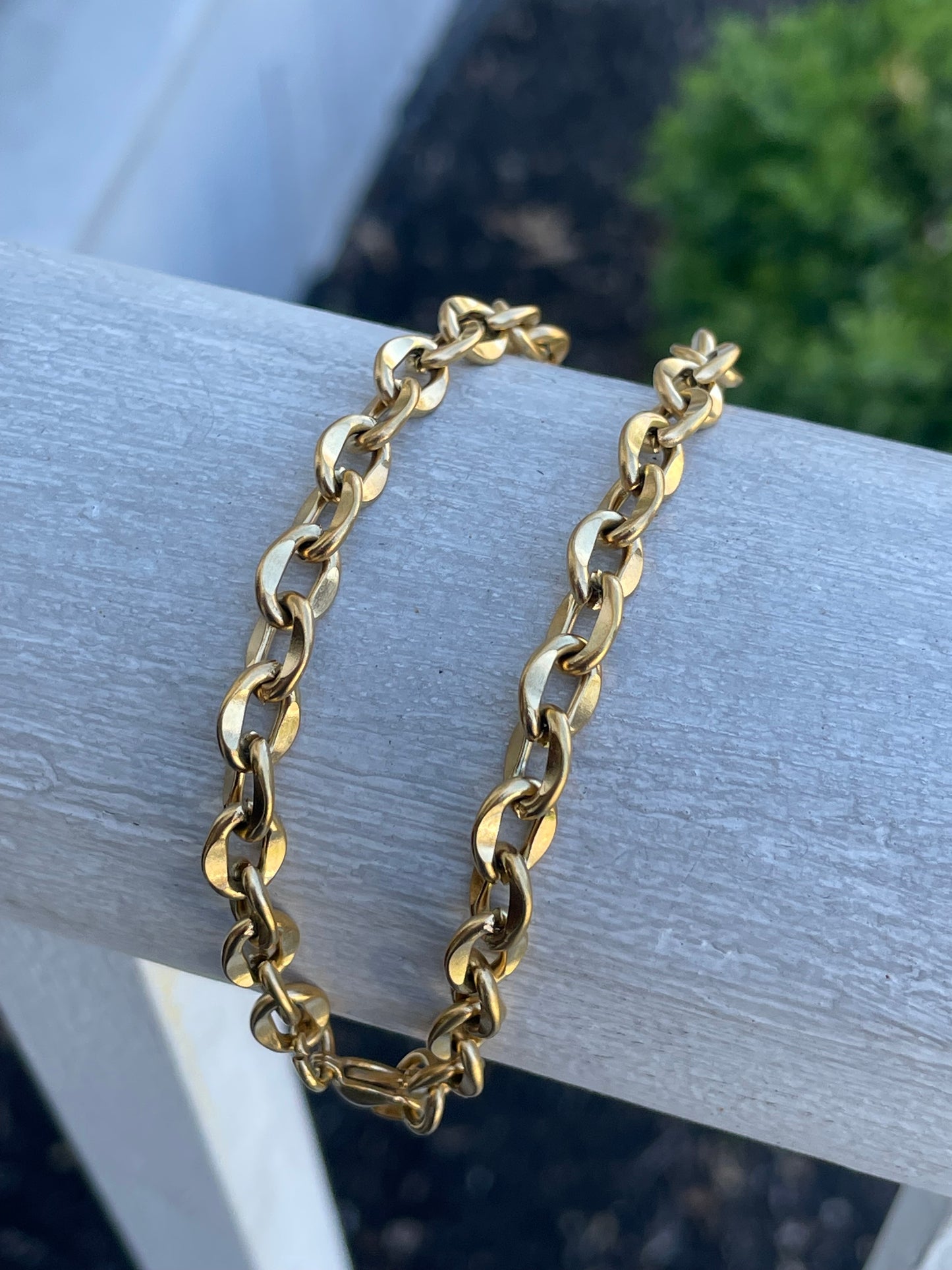 Stainless Steel Vermeil Open Circle Link Anklet 10”