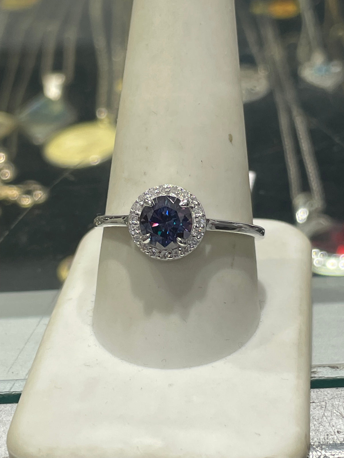 925 Sterling Silver Purple Moissanite Statement Ring