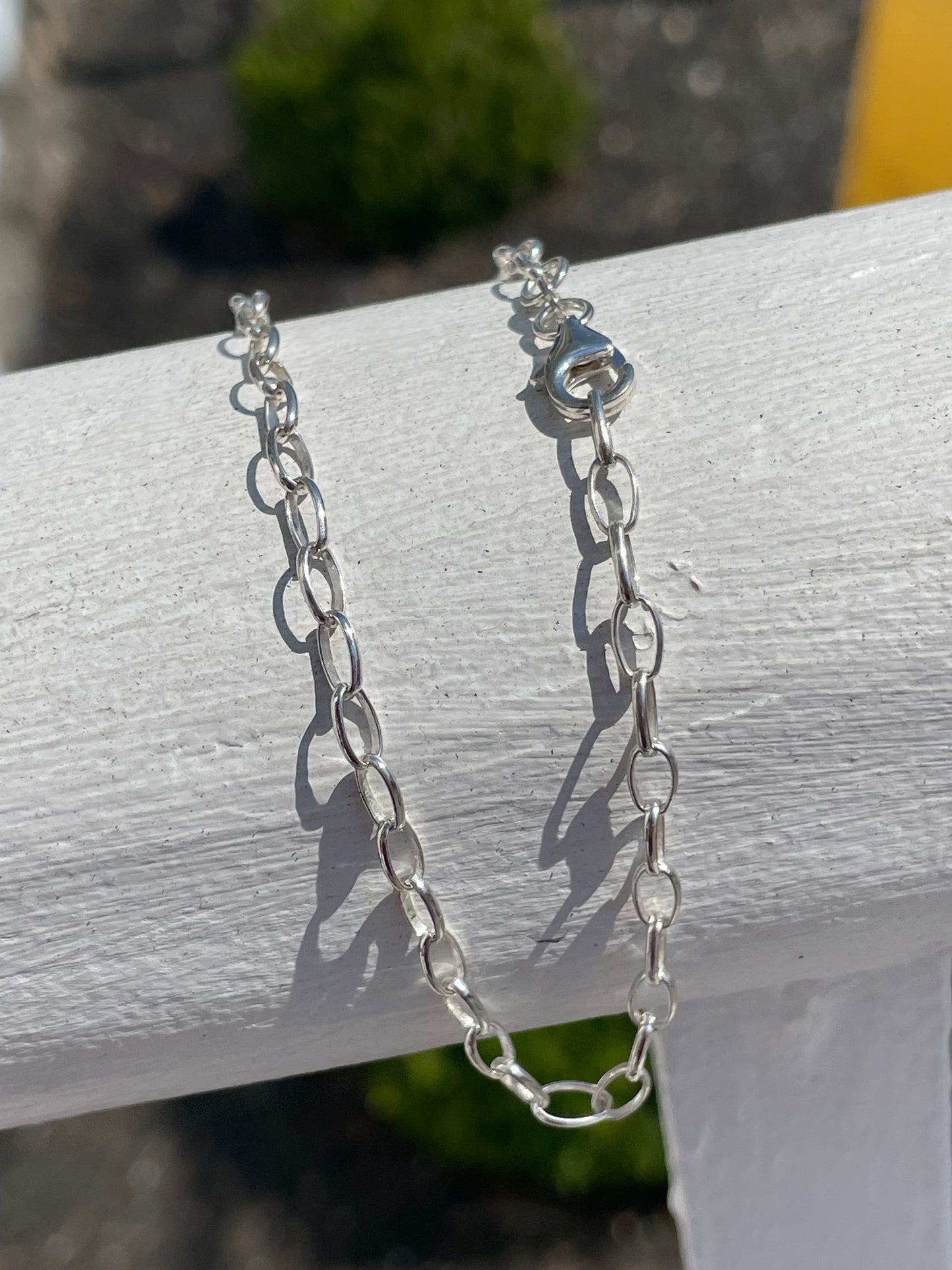 925 Sterling Silver Open Oval Link Anklet 10”