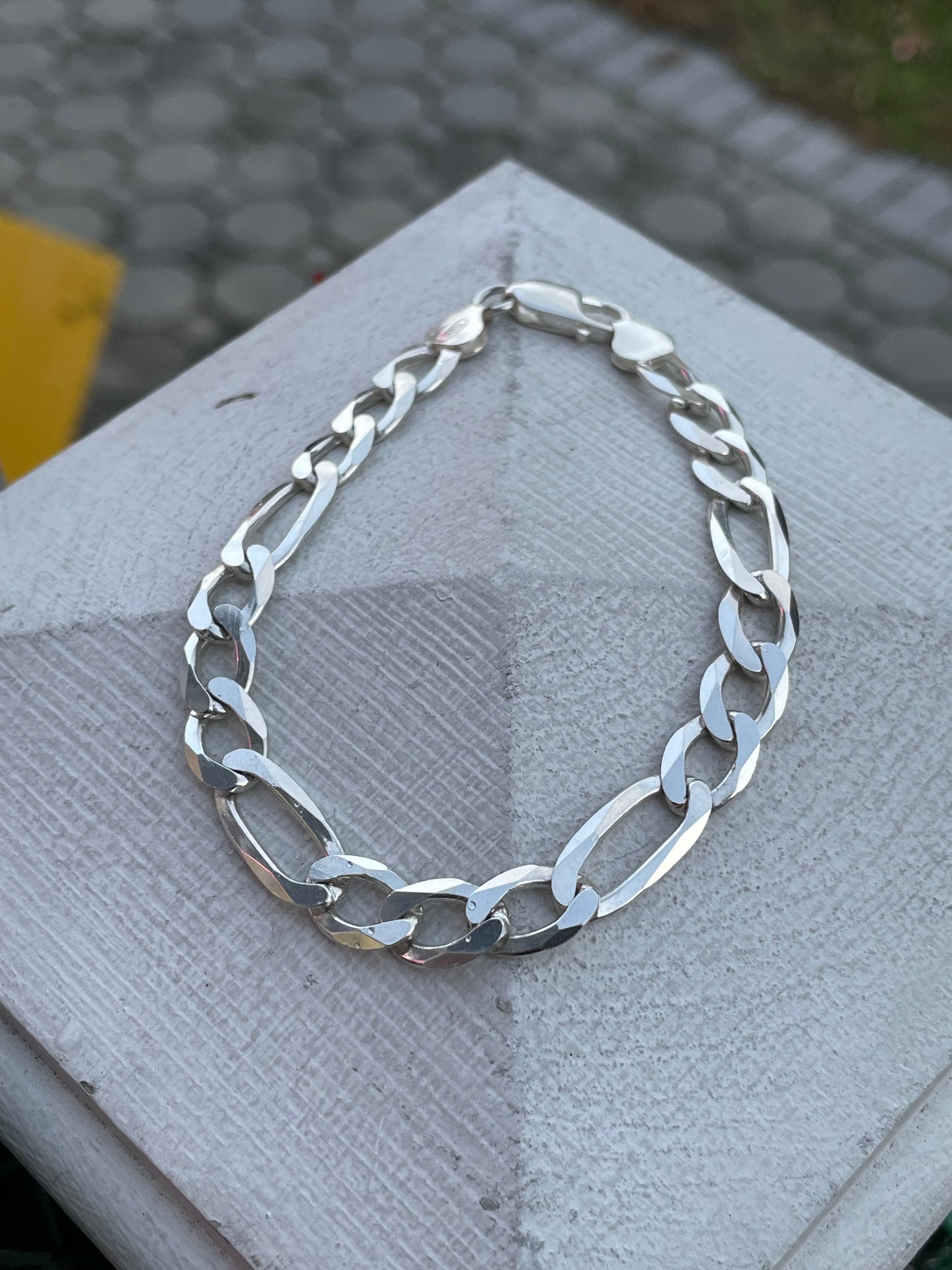 925 Solid Sterling Silver Mens Italian Figueroa Link Bracelet 8.75”