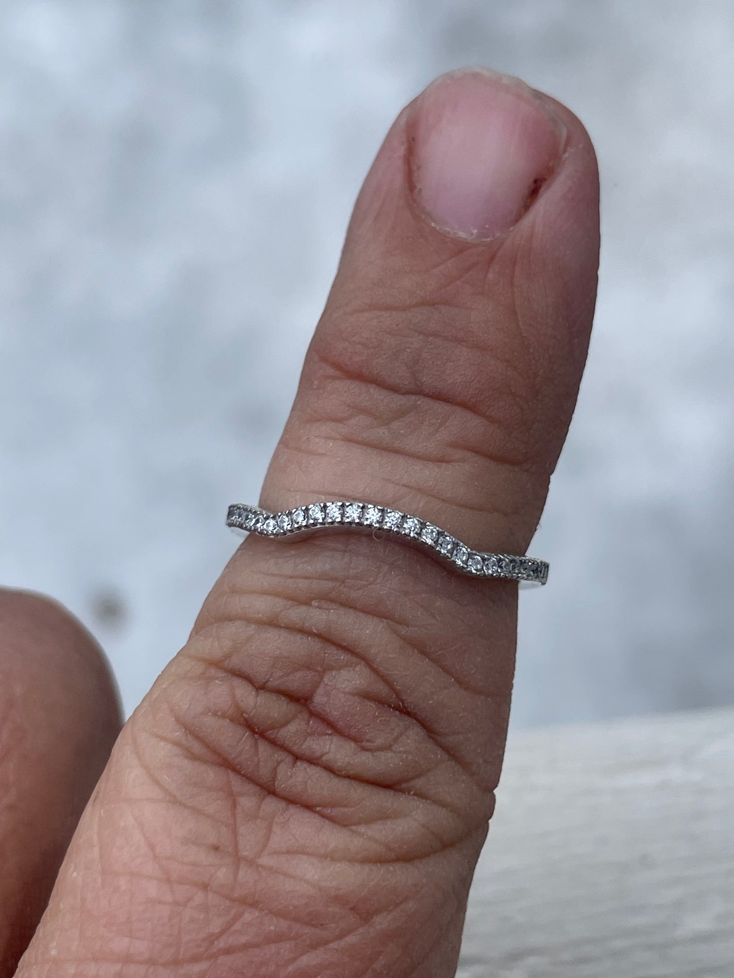 925 Sterling Silver Cz Wavy Stack Ring Size 7