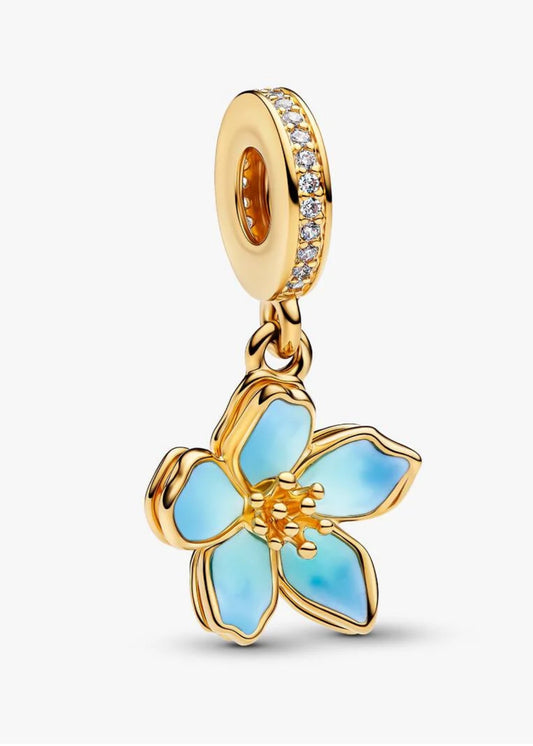 Pandora Shine Blue Cherry Blossom Dangle Flower Charm 760667C01