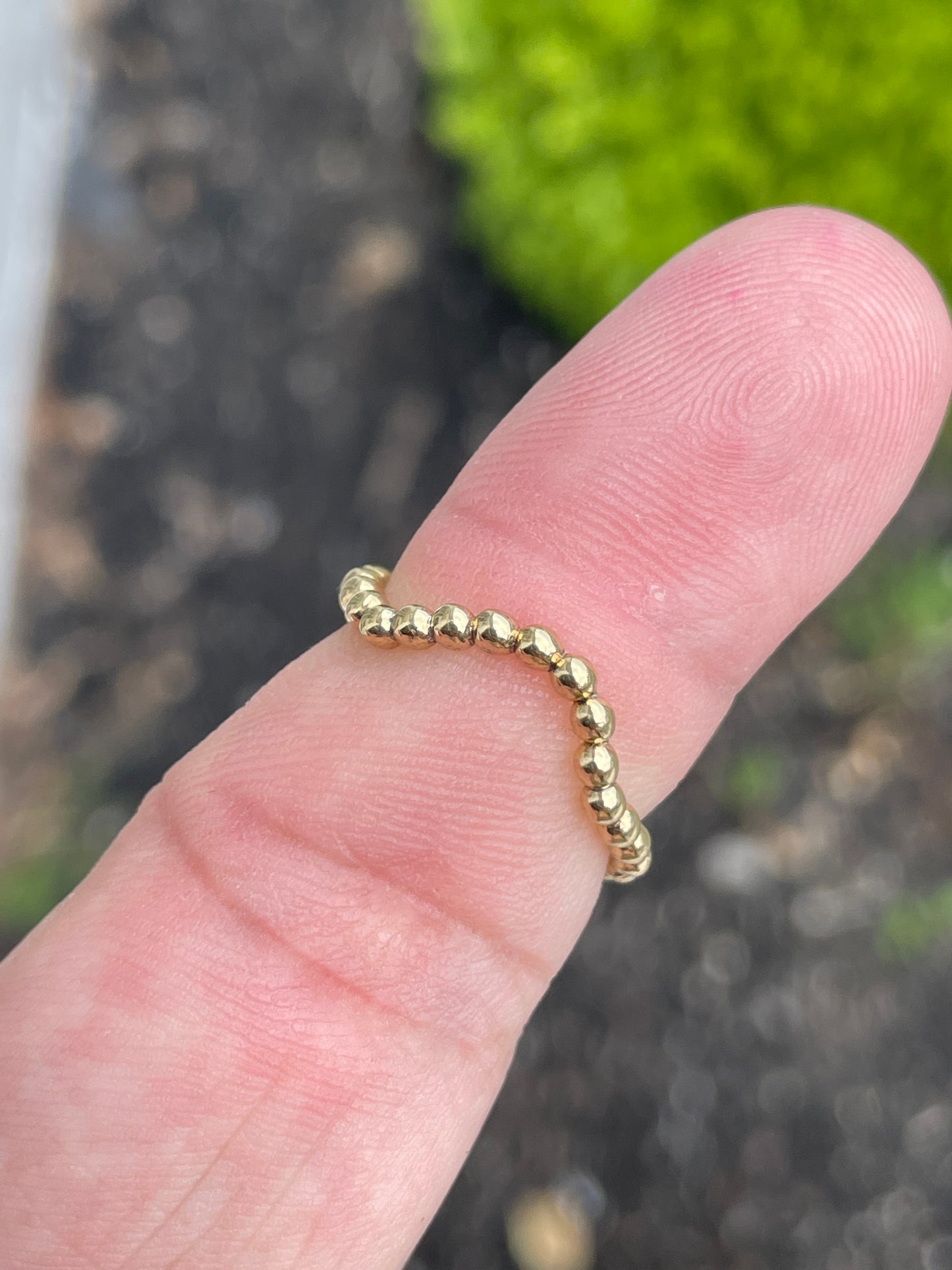 925 Sterling Silver Wavy Beaded Band Ring Size 6
