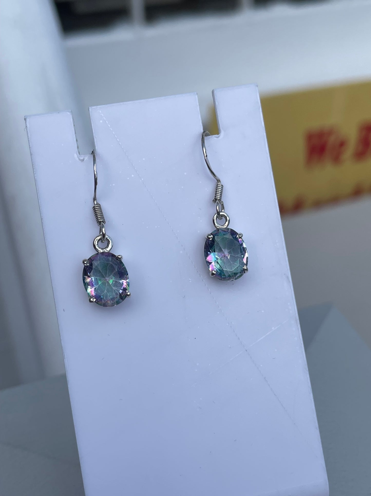 925 Sterling Silver Oval Mystic Topaz Drop Earrings