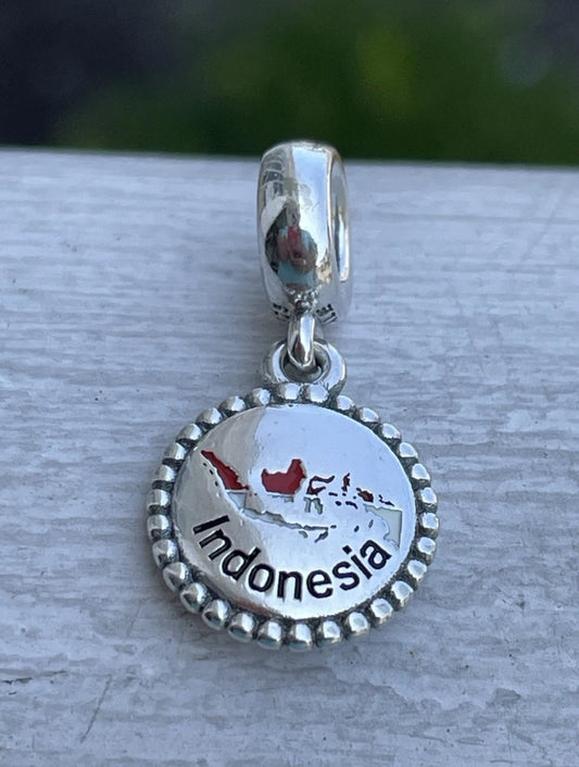 Pandora Indonesia Map Flag Exclusive Dangle Moments Travel Charm