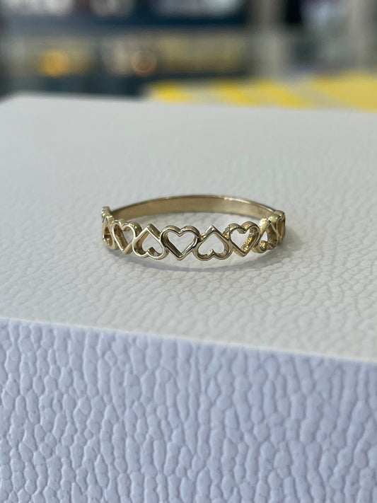 10k Gold Open Hearts Band Ring Size 7