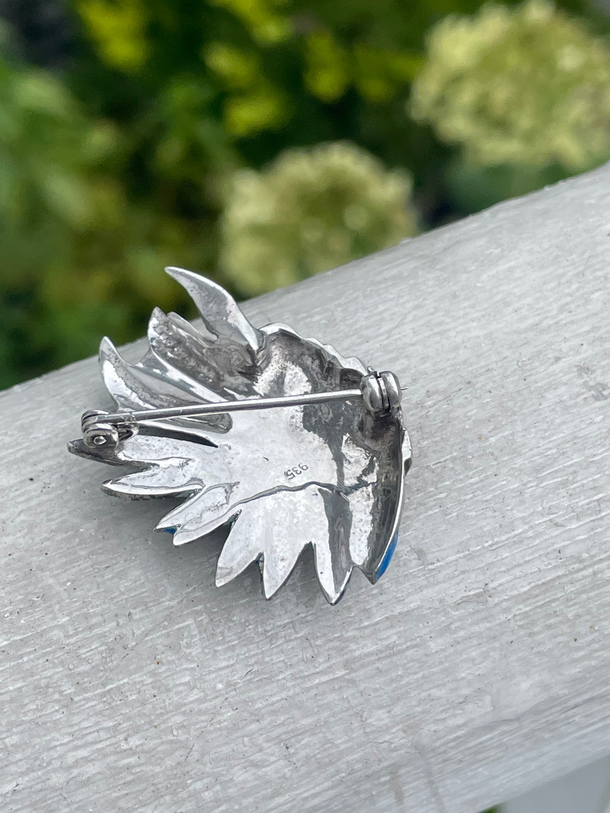 Handmade 925 Sterling Silver Enameled Native American Indian Head Pin