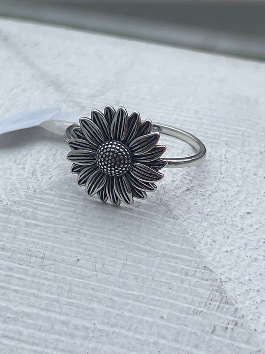 925 Sterling Silver Sunflower Ring Size 9