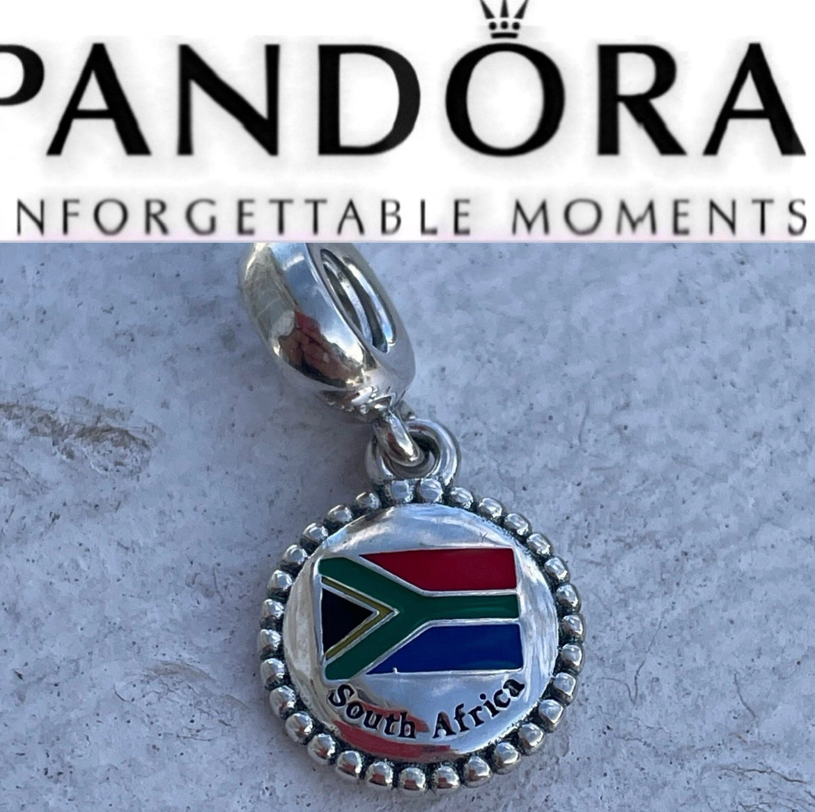 Rare Pandora South Africa Country Exclusive Flag Dangle Charm