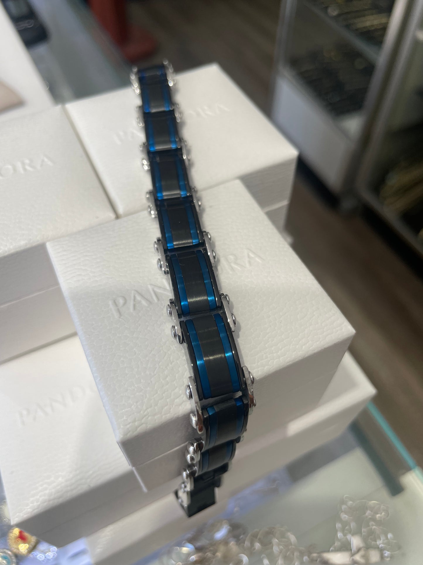 Stainless Steel Black Blue & Silver Color Reversible Rolex Style Bracelet