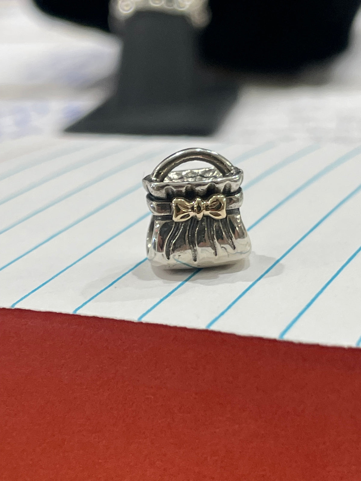 Retired Pandora 790474 Two Tone Bow Purse Charm