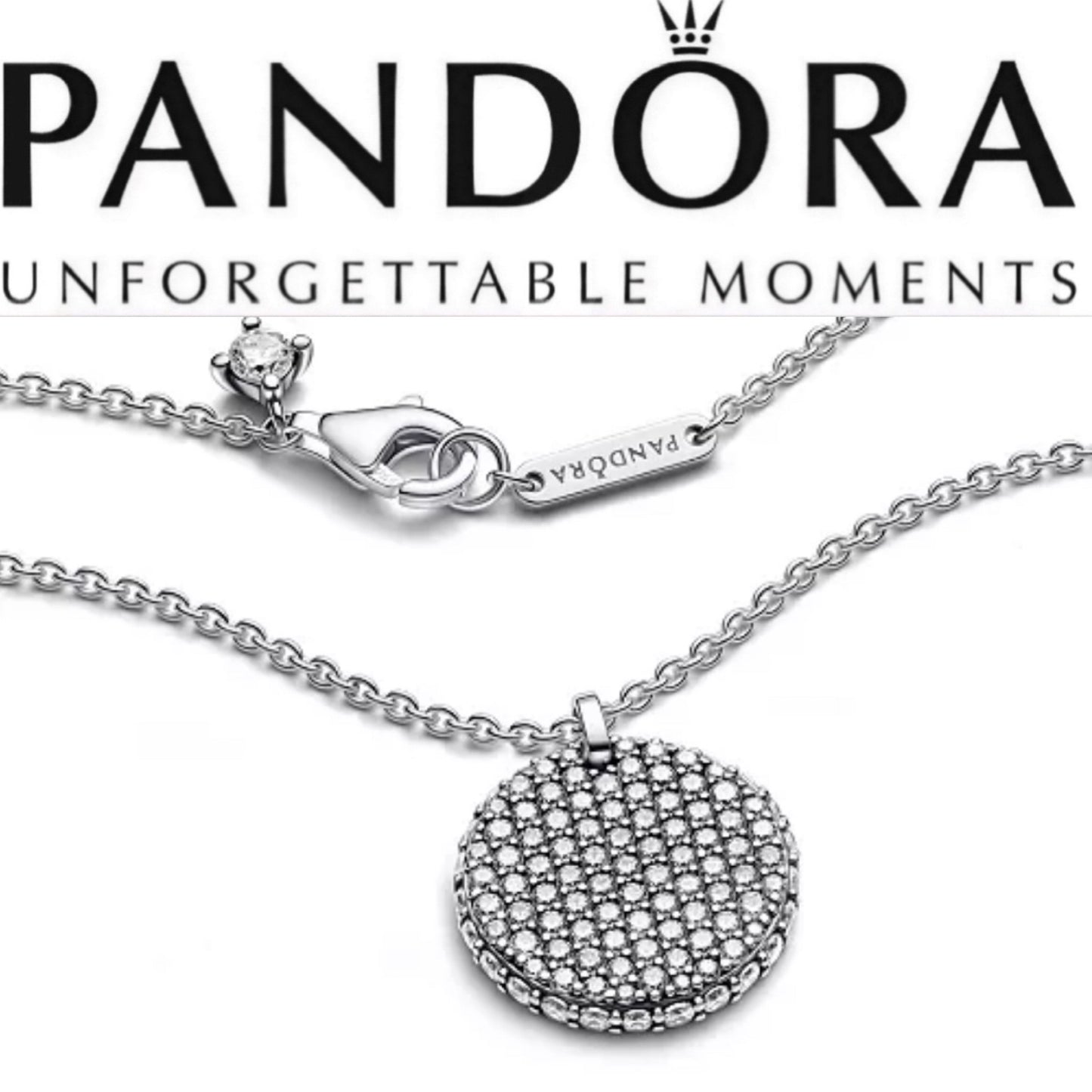 Pandora Timeless Pavé Round Pendant Necklace 392632C01-45