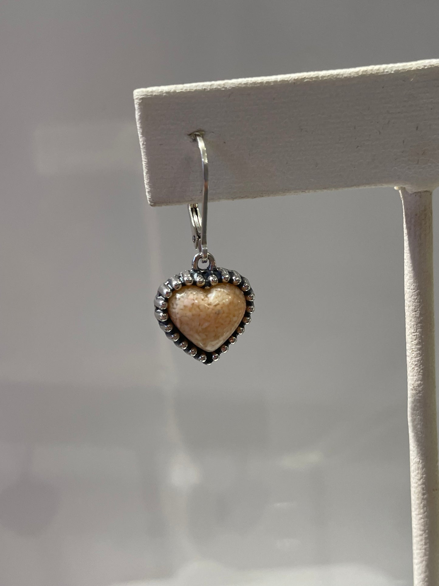 Designer Roderick Tenorio Spiny Oyster Dangle Heart Silver Earrings