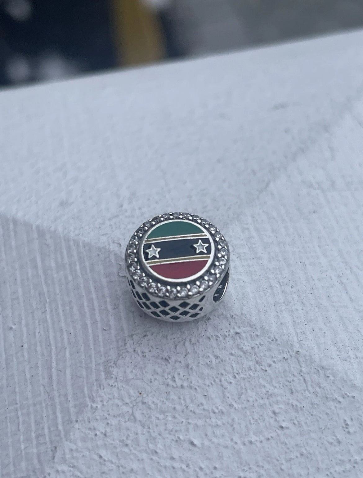 Pandora St. Kitts & Nevis Flag Island Country Exclusive Travel Vacation Signet Charm