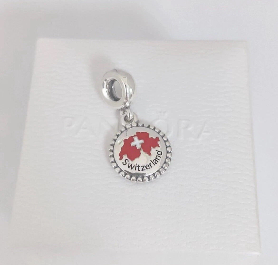 Pandora Country of Switzerland Exclusive Map Flag Dangle Moments Travel Charm