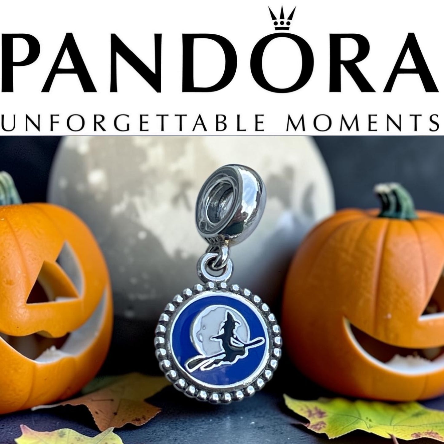 Pandora Salem Massachusetts Bewitched Witch on the Broomstick Moonlight Dangle Charm