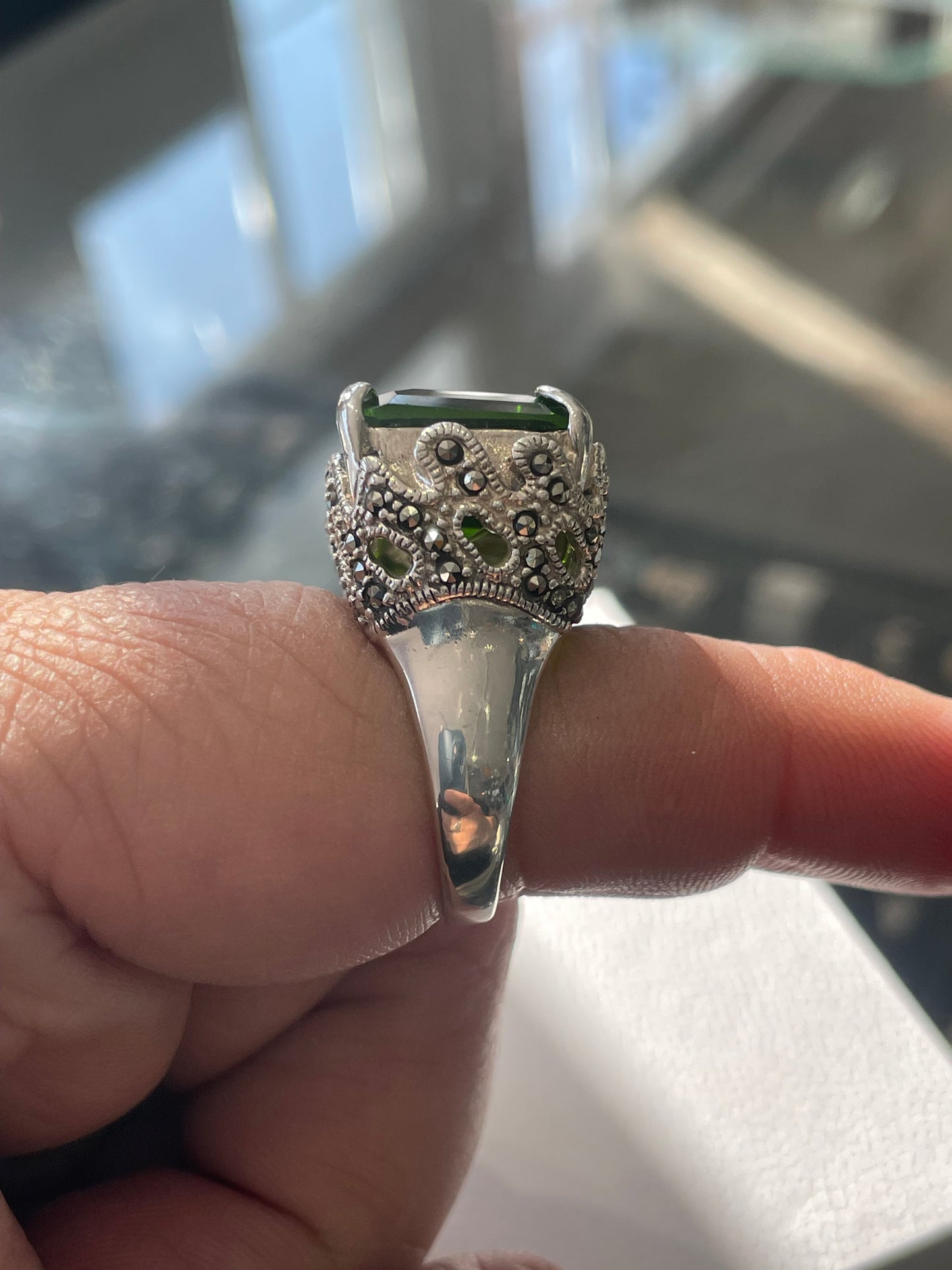 Large Chrome Diopside 925 Sterling Silver Ring